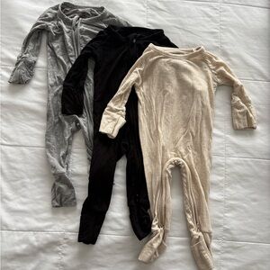 Little Sleepies Kids Footies - Black, Gray, and 
Oat
